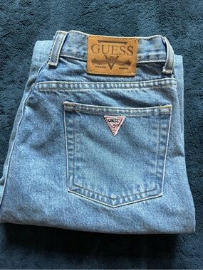 GUESS Light Blue Denim High Rise Tapered Straight Leg Jeans 90s Vintage Retro 10